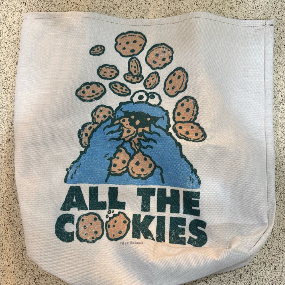 Sesame Street Cookie Monster All The Cookies 16” Tote Bag